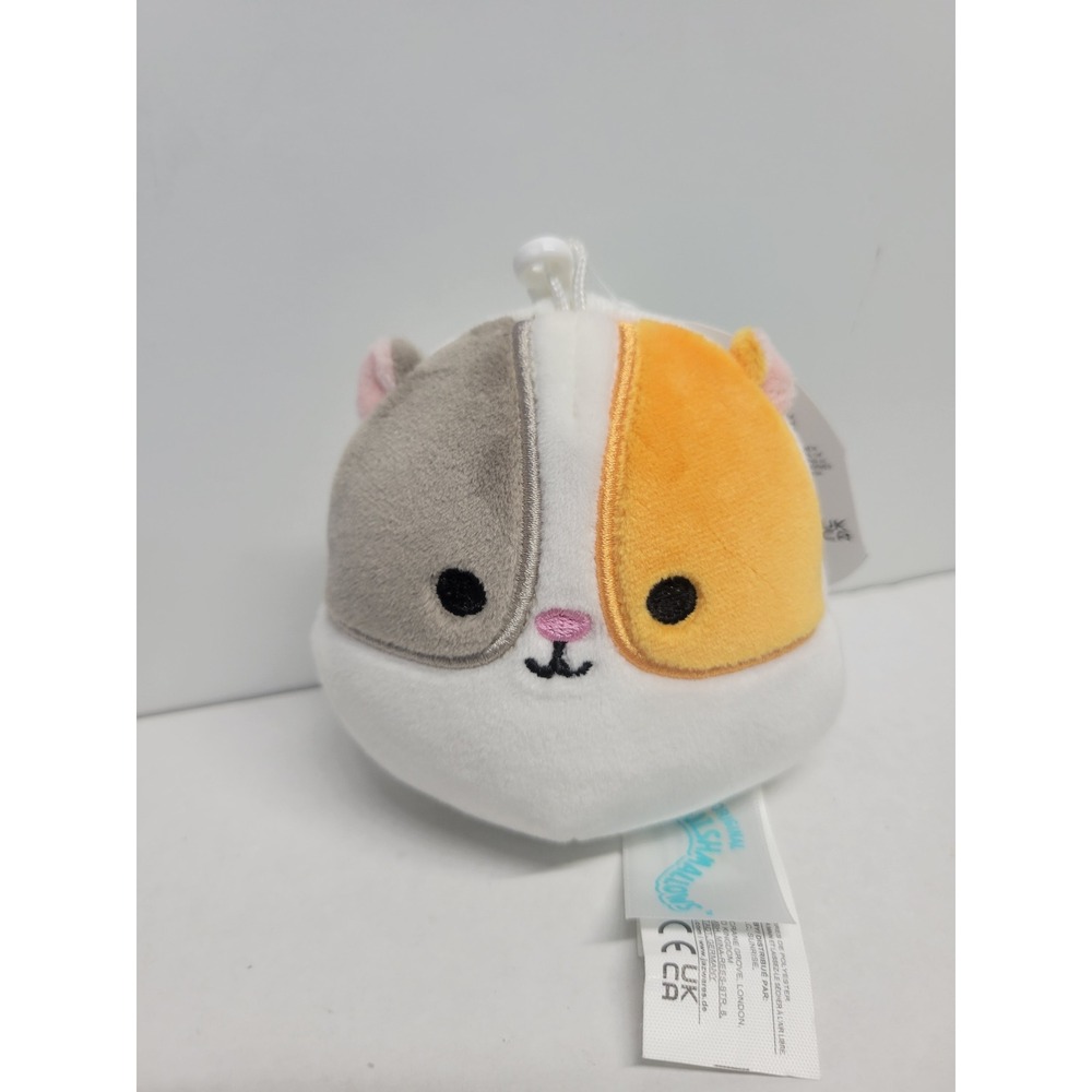 Squishmallows Everett Guinea Pig 3.5 Inch Clip‎ On Plush NWT Grey Orange White